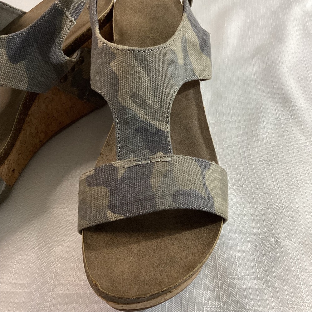 Sugar Camo Fabric Cork Platform Sandals Size 8 - Picture 2 of 15